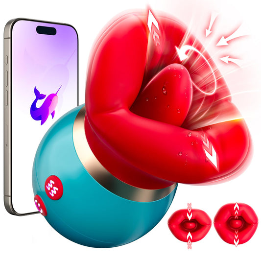 3in1 App Remote Control Big Mouth Vibrator With 360° Tongue Licking & Sucking & Vibrating-EROSREALM