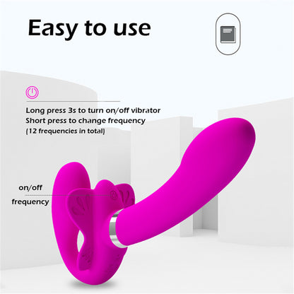 12 Speed Vibrating Strapless Strap-on Dildos Vibrators For Women-EROSREALM