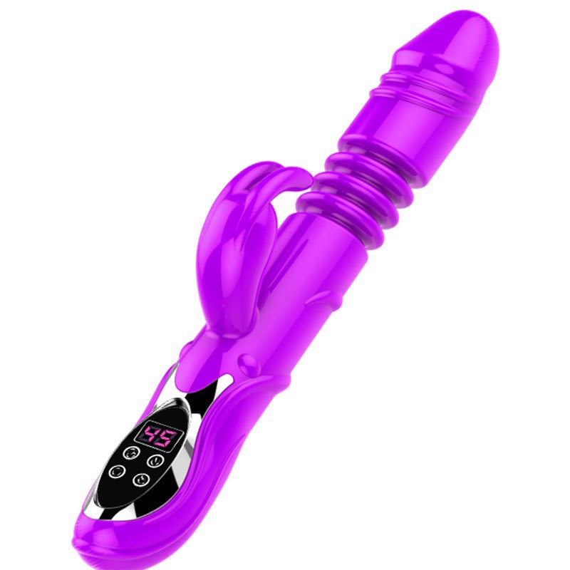 Telescopic Dildo G Spot Vibrator Thrusting Rotating Female Masturbation-EROSREALM