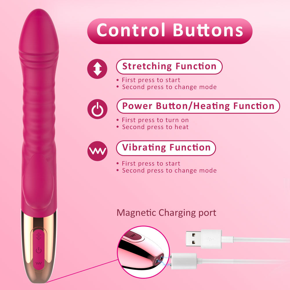 2-in-1 Double-motor Shock Warming Rabbit Vibrator-EROSREALM