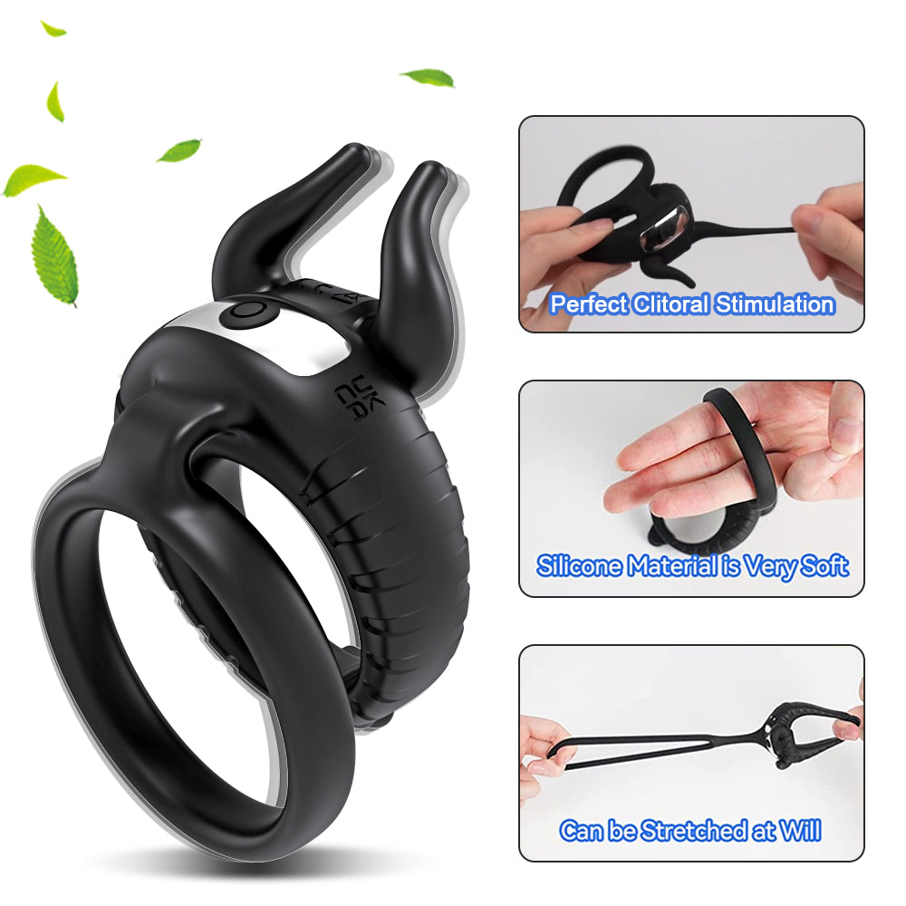 Bullfighting Double Rings Vibrating Penis Ring For Couples-EROSREALM