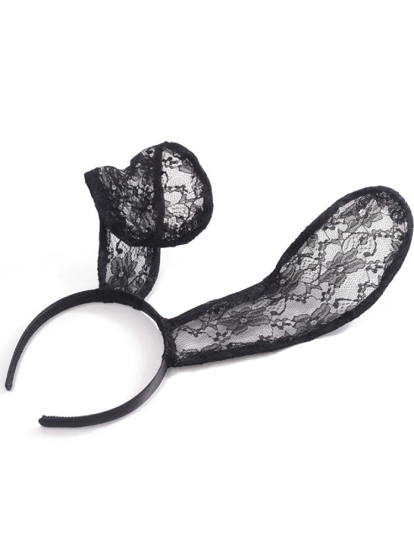 Headdress Lace Rabbit Ear Hair Hoop-EROSREALM