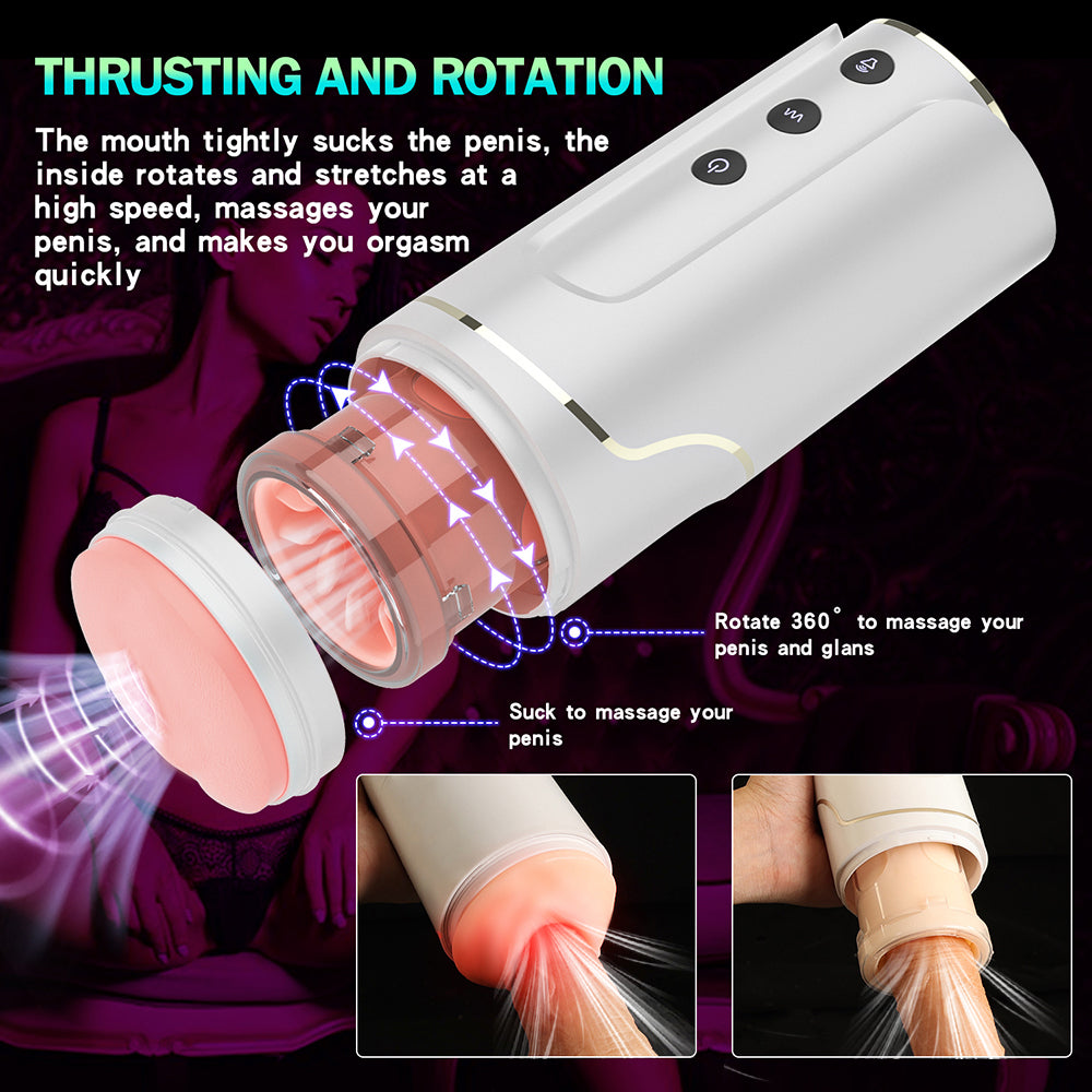 Telescopic Rotating Wearable Blowjob Masturbation Cup-EROSREALM