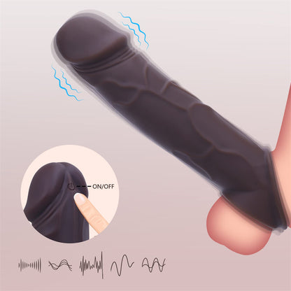 10 Modes Realistic Penis Sleeve Vibrating Cock Sleeve-EROSREALM