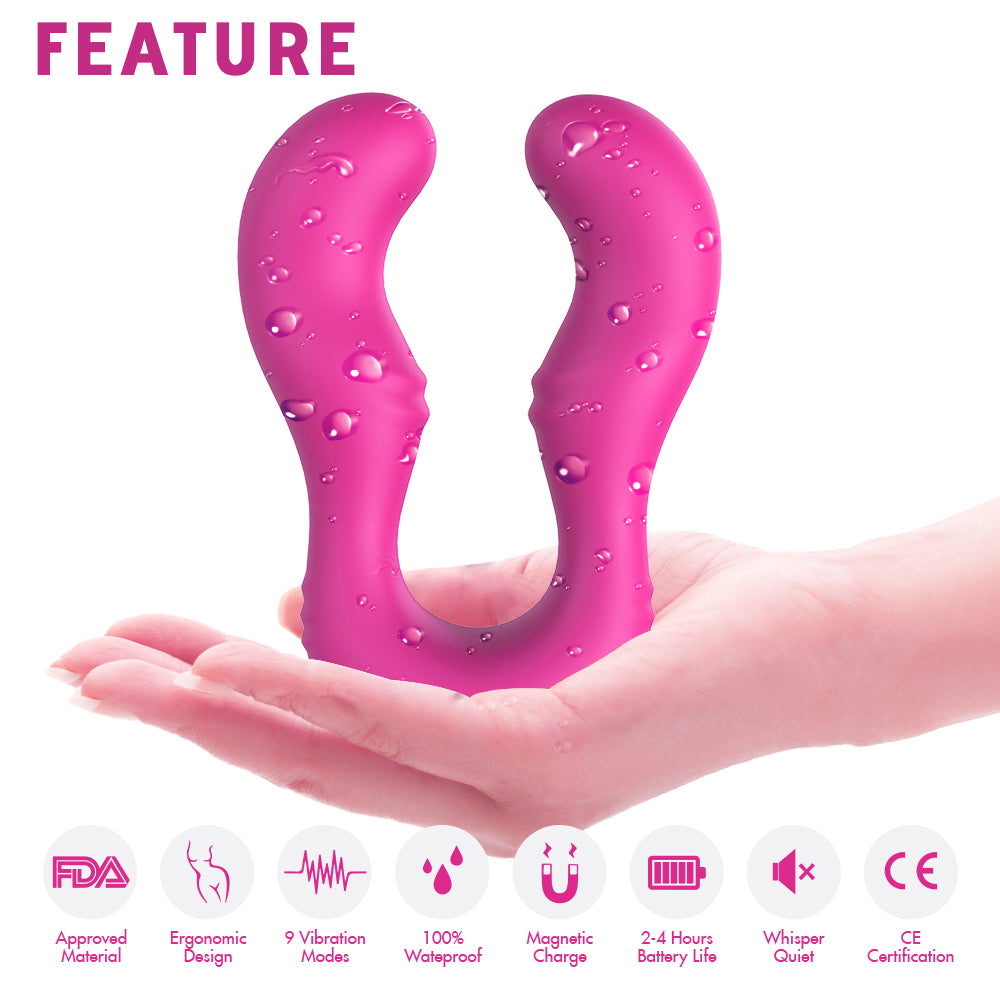 Double Head Vibrator Couple Resonator With Remote Control-EROSREALM