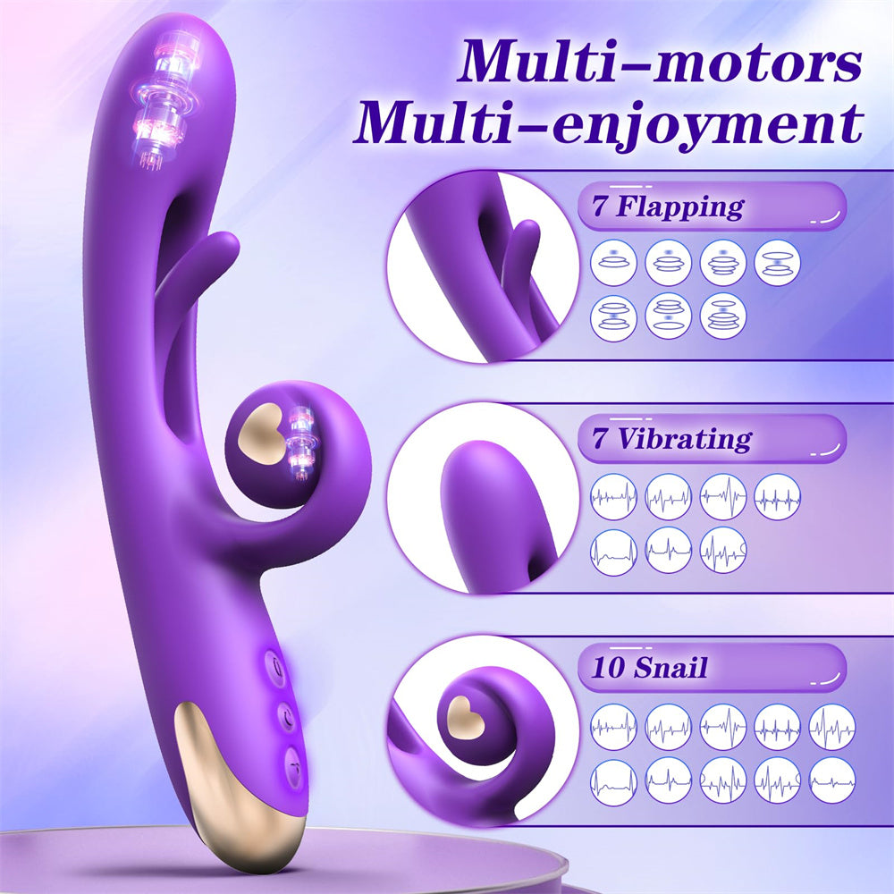 G Spot Vibrator Dildo Rabbit Adult Toys With 10 Vibration 7 Flapping Modes-EROSREALM