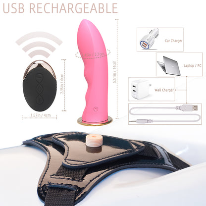 Wireless Remote USB Rechargeable Strap On Dildo-EROSREALM