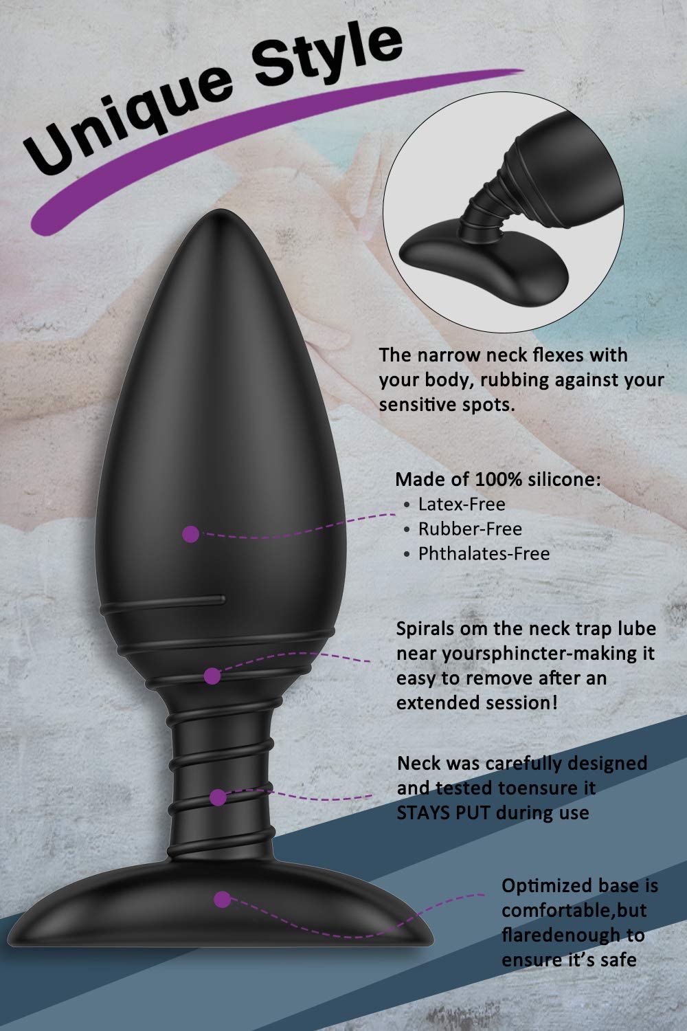 Vibrating Butt Plug. Silicone Rechargeable Anal Vibrator-EROSREALM