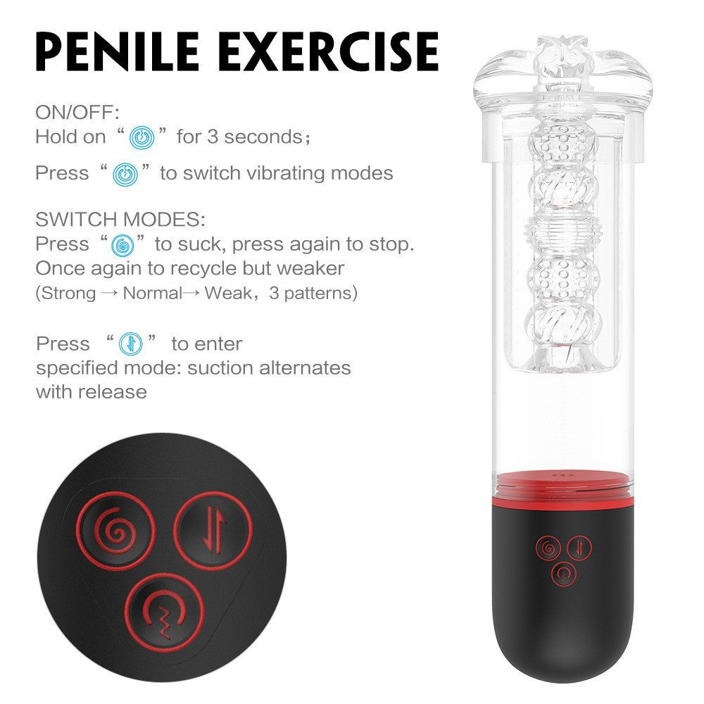 Men's Full Automatic Penis Trainer Intelligent Suction Vacuum Aircraft Cup-EROSREALM