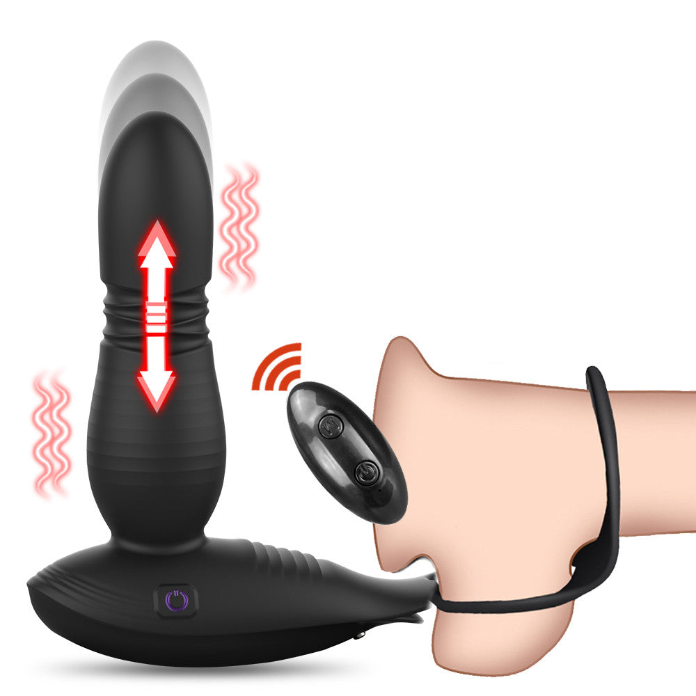 Thrusting Vibrating Prostate Massager With Double Rings-EROSREALM