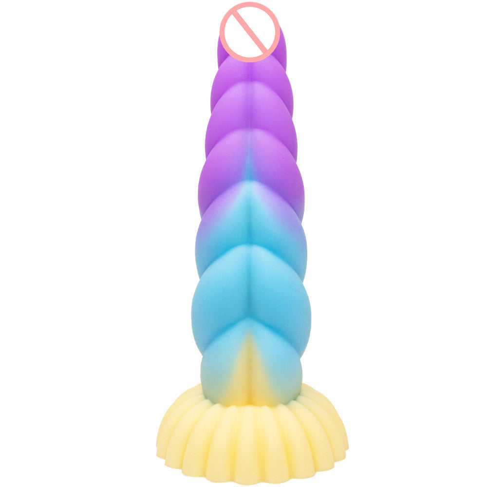 Colorful Braid Dildo Vibrator Liquid Silicone Anal Plug-EROSREALM